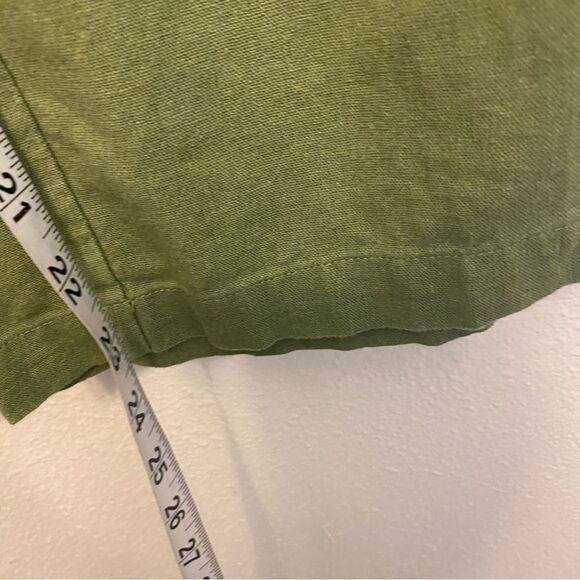 Dip v neck linen blend green tie waist lagenlook boho jumpsuit romper wide leg 6 - Picture 9 of 12